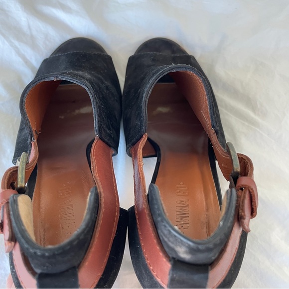 Anthropologie Emma Go Peep-toe Black Suede Heel Booties Handmade in Spain - Picture 5 of 9